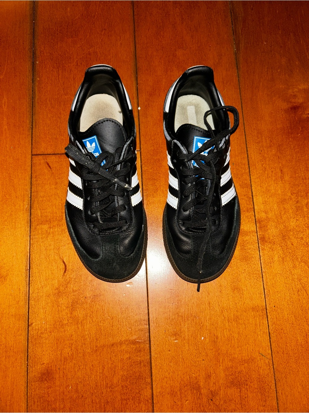 Adidas  Black Samba Sneakers with White Stripes. Size 1
